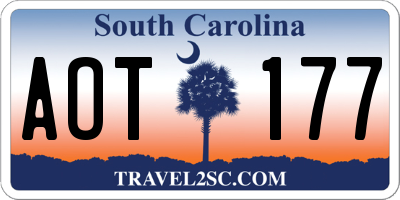 SC license plate AOT177