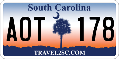 SC license plate AOT178