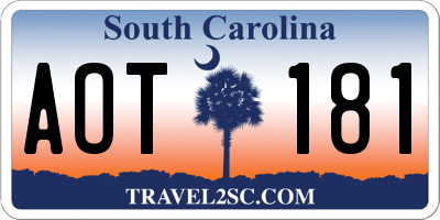 SC license plate AOT181