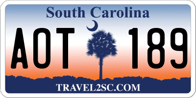 SC license plate AOT189
