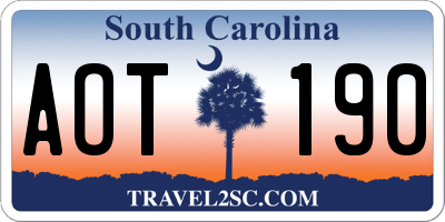 SC license plate AOT190