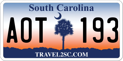 SC license plate AOT193