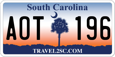 SC license plate AOT196