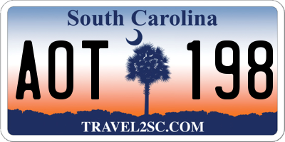 SC license plate AOT198