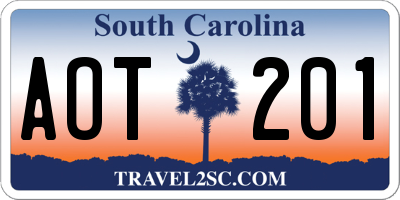 SC license plate AOT201
