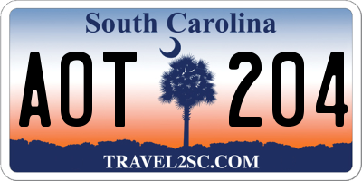 SC license plate AOT204