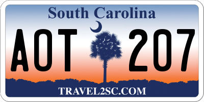 SC license plate AOT207