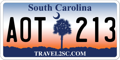 SC license plate AOT213