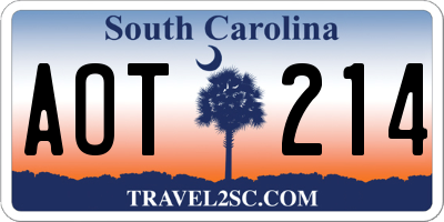SC license plate AOT214