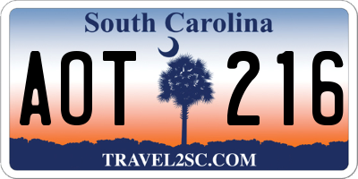 SC license plate AOT216