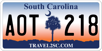 SC license plate AOT218