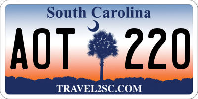 SC license plate AOT220