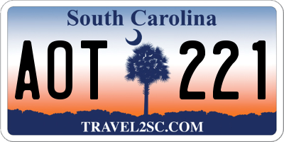 SC license plate AOT221