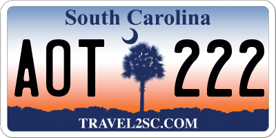 SC license plate AOT222