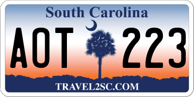 SC license plate AOT223