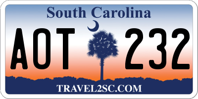 SC license plate AOT232