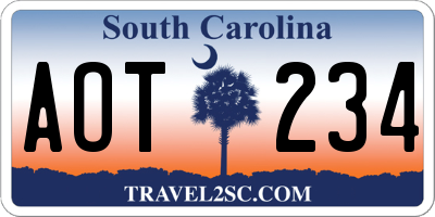 SC license plate AOT234