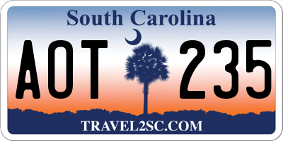 SC license plate AOT235