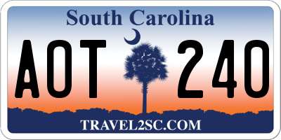 SC license plate AOT240