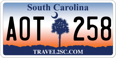 SC license plate AOT258