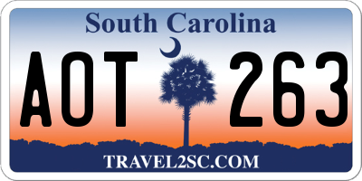 SC license plate AOT263