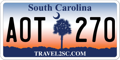 SC license plate AOT270