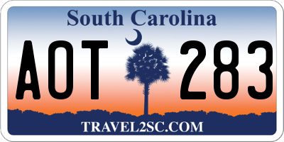 SC license plate AOT283