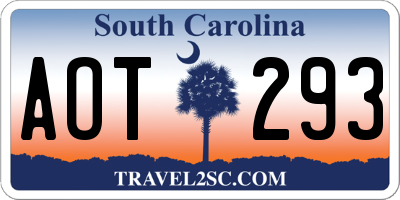 SC license plate AOT293
