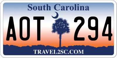 SC license plate AOT294