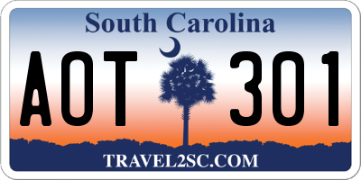 SC license plate AOT301
