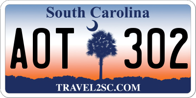 SC license plate AOT302