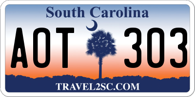 SC license plate AOT303