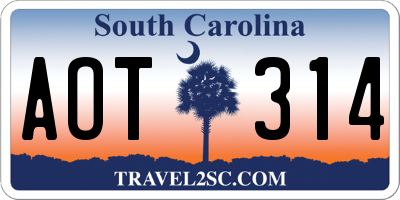 SC license plate AOT314