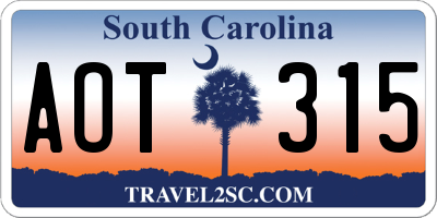SC license plate AOT315