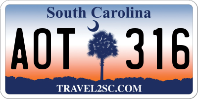 SC license plate AOT316
