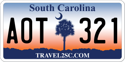 SC license plate AOT321