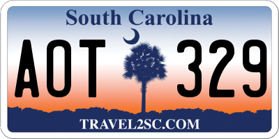 SC license plate AOT329