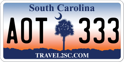 SC license plate AOT333