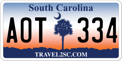 SC license plate AOT334