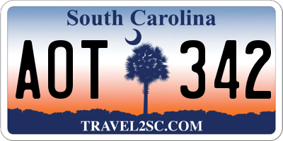 SC license plate AOT342