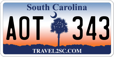 SC license plate AOT343