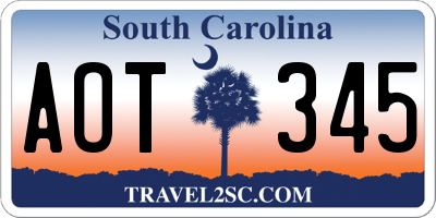 SC license plate AOT345