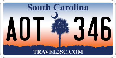 SC license plate AOT346