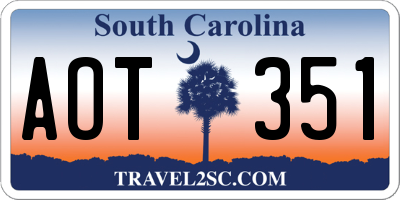 SC license plate AOT351