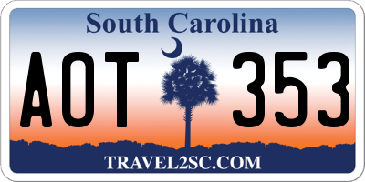 SC license plate AOT353