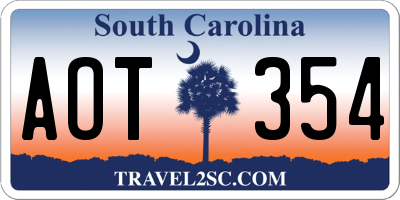 SC license plate AOT354