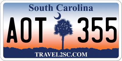 SC license plate AOT355