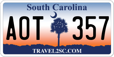 SC license plate AOT357