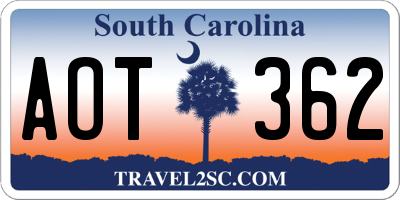 SC license plate AOT362