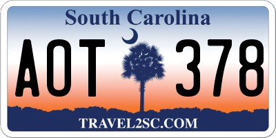 SC license plate AOT378